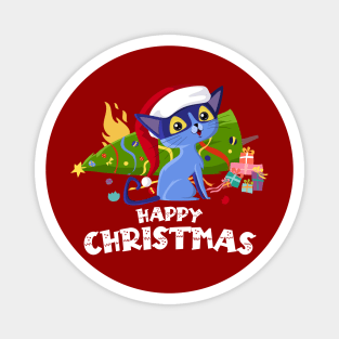 Naughty Christmas Cat (on dark colors) Magnet
